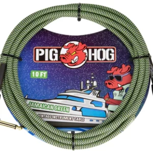 Pig Hog "Jamaican Green" Instrument Cable, 10ft. Right Angle