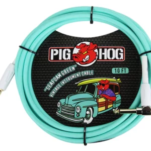 Pig Hog "Seafoam Green" Instrument Cable, 10ft. Right Angle