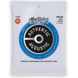 Martin MA190 Authentic Acoustic SP 80/20 Bronze Light (12 String) Guitar Strings