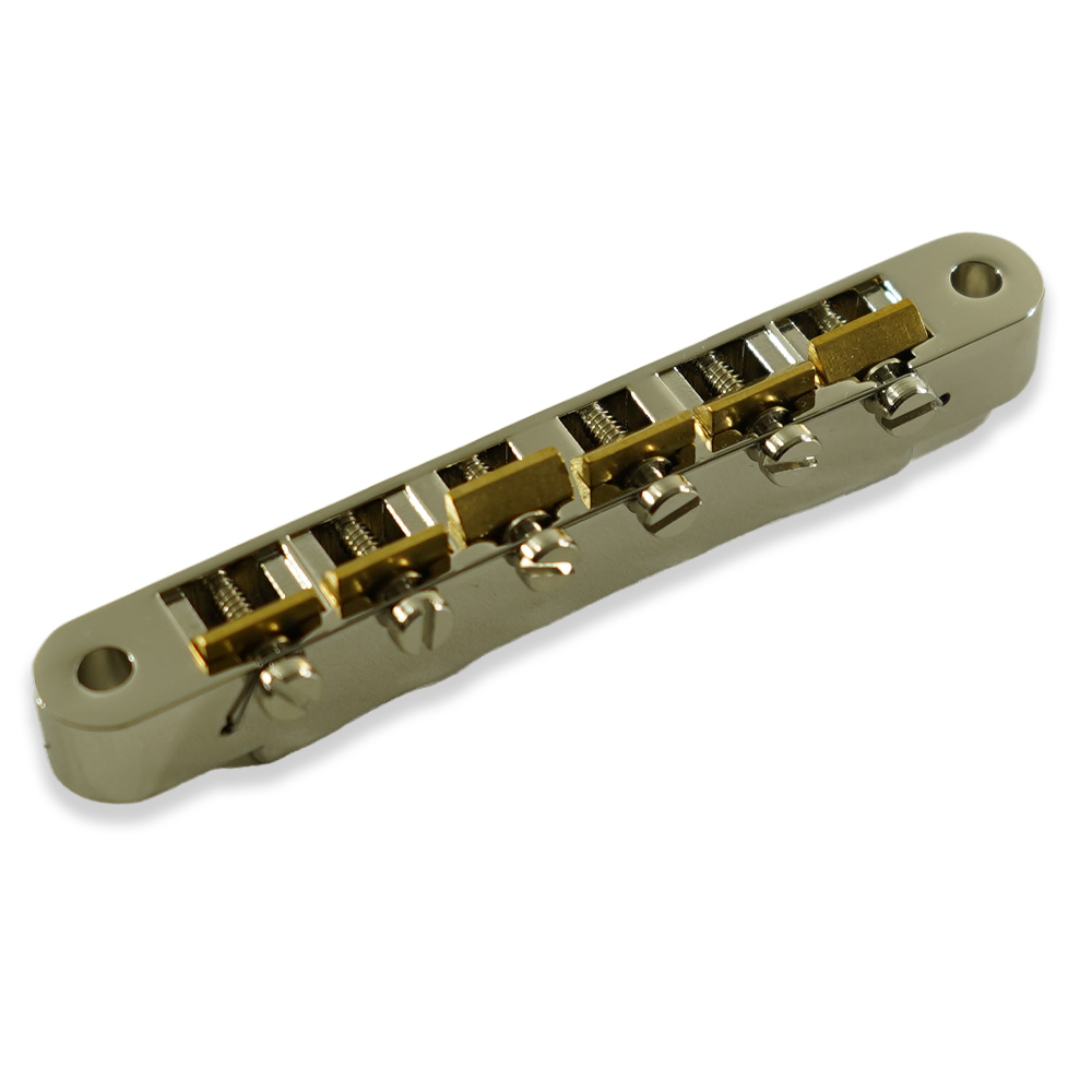 Kluson Replacement Wired ABR-1 Tune-O-Matic Bridge With Unplated Brass Saddles Nickel