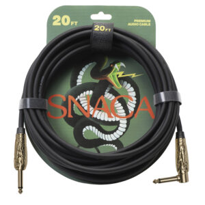 SNACA 20 Foot Premium Guitar Cable Straight to Right Angle 1/4” Connectors
